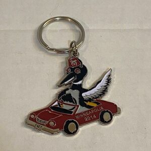 Shriners Minneapolis 2014 Bird in Red Convertible Goose Keychain Metal Enamel